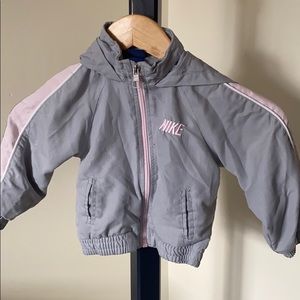 Nike Grey and Pink Windbreaker Sweater